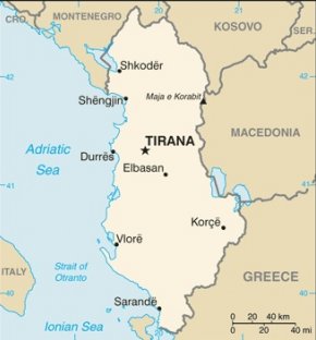 Albánie map