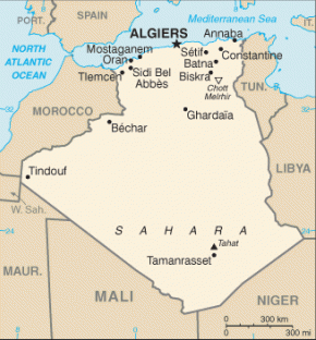 Alžírsko map