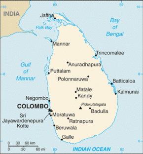 Srí Lanka map