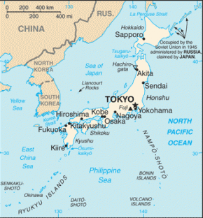 Japonsko map