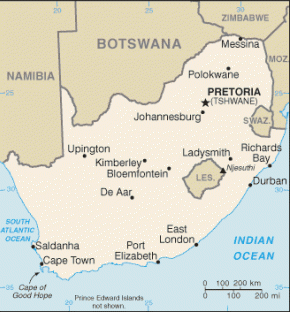 Jihoafrická republika map