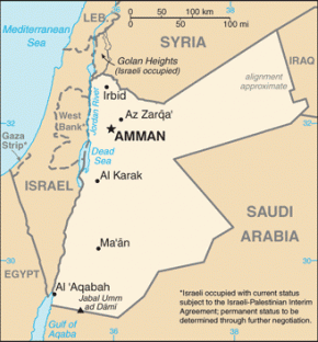 Jordánsko map