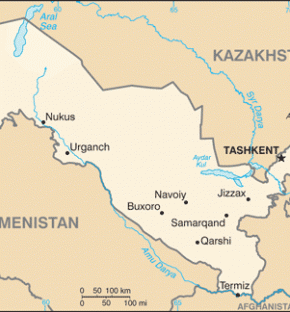 Uzbekistán map