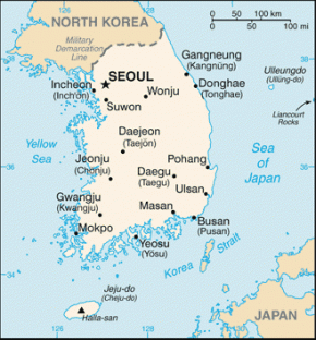 Jižní Korea map